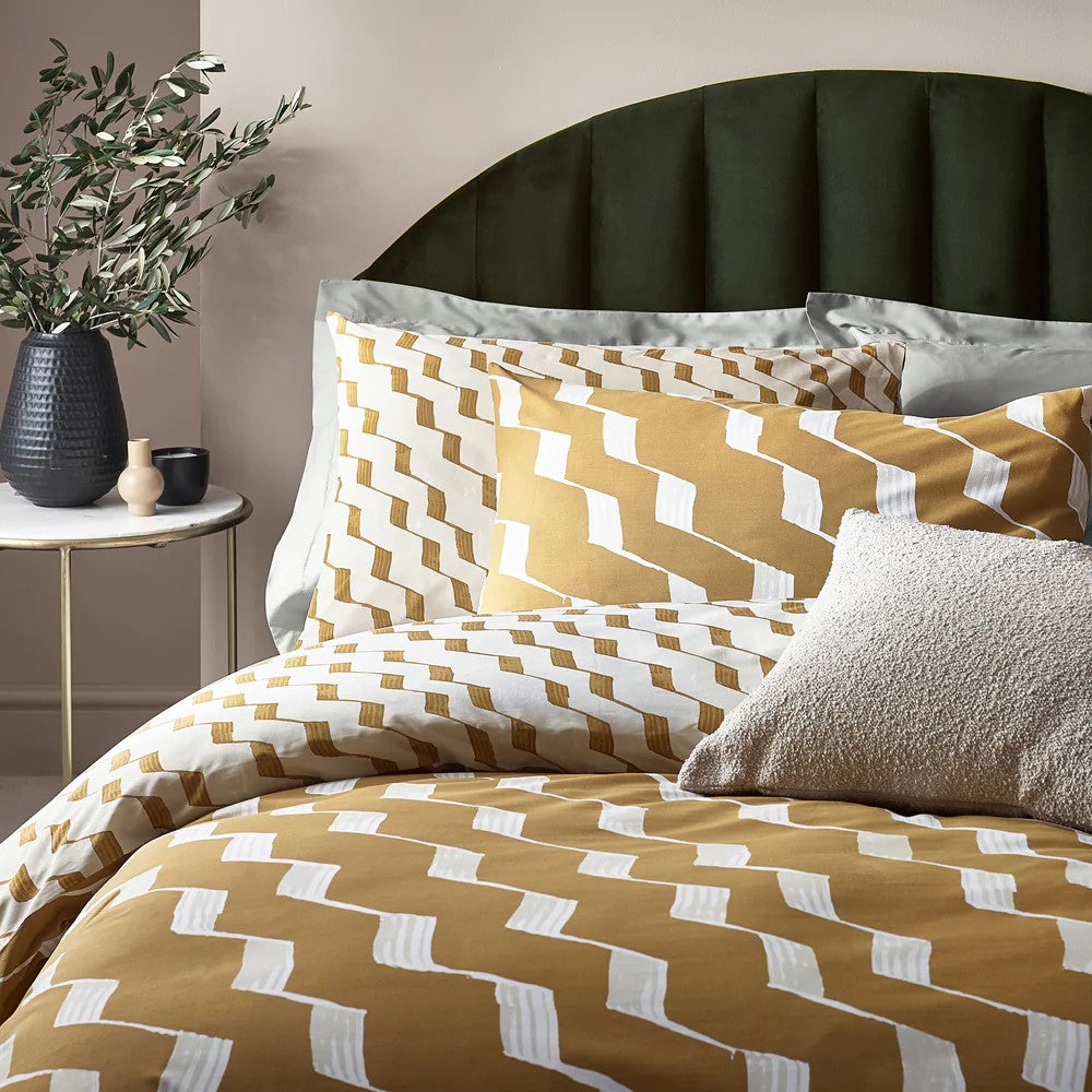 Honey - Side - Hoem Zabine Reversible Cotton Abstract Duvet Cover Set