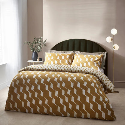 Honey - Front - Hoem Zabine Reversible Cotton Abstract Duvet Cover Set
