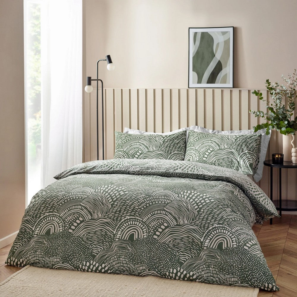 Olive - Front - Hoem Nola Abstract Duvet Cover Set