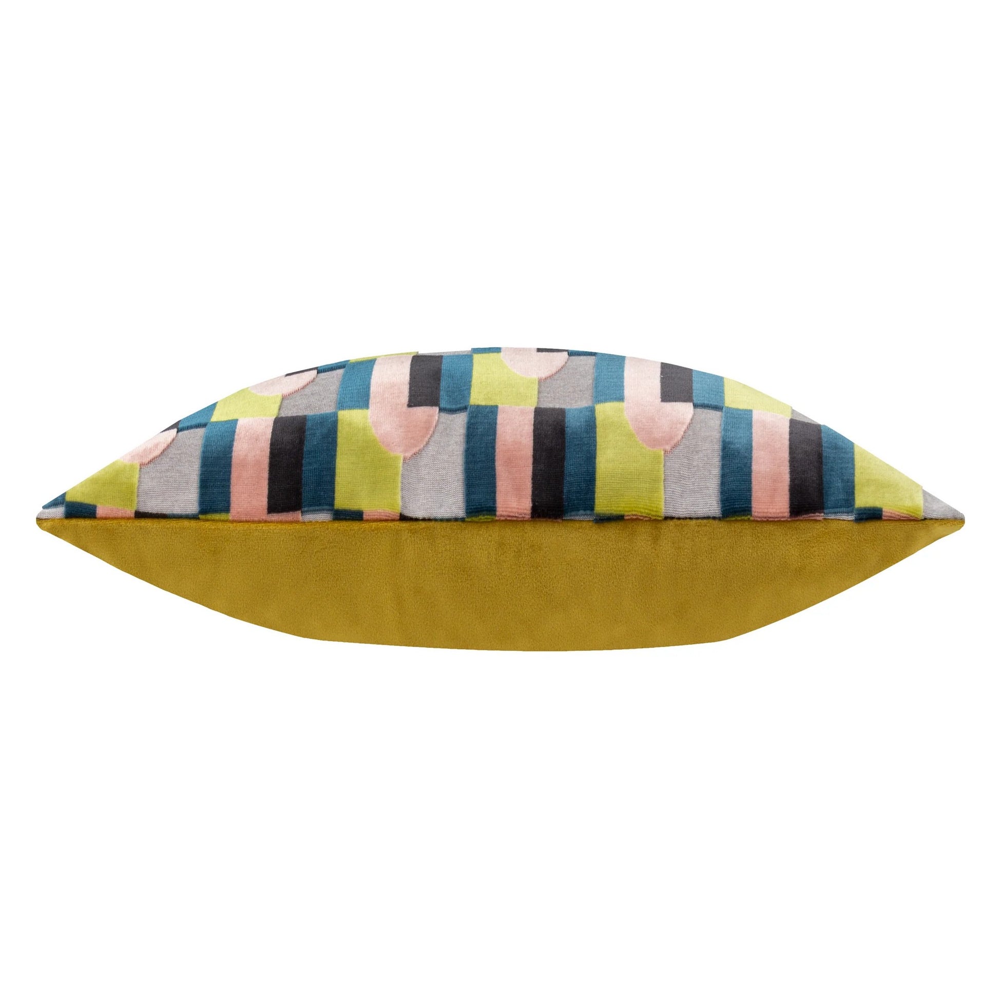 Pink-Avocado Green - Side - Paoletti Keela Geometric Cushion Cover