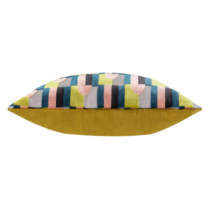 Pink-Avocado Green - Side - Paoletti Keela Geometric Cushion Cover
