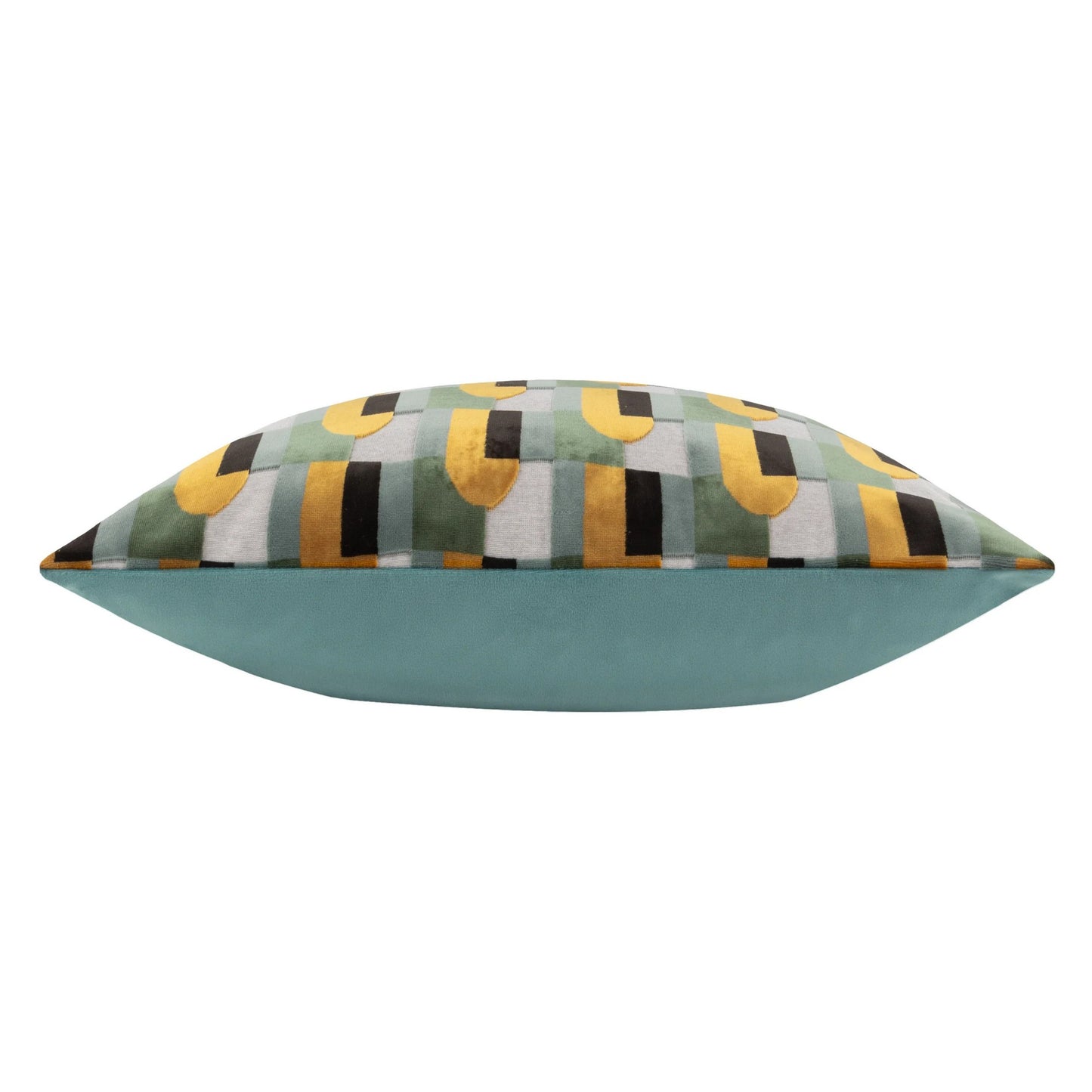 Gold-Blue - Side - Paoletti Keela Geometric Cushion Cover
