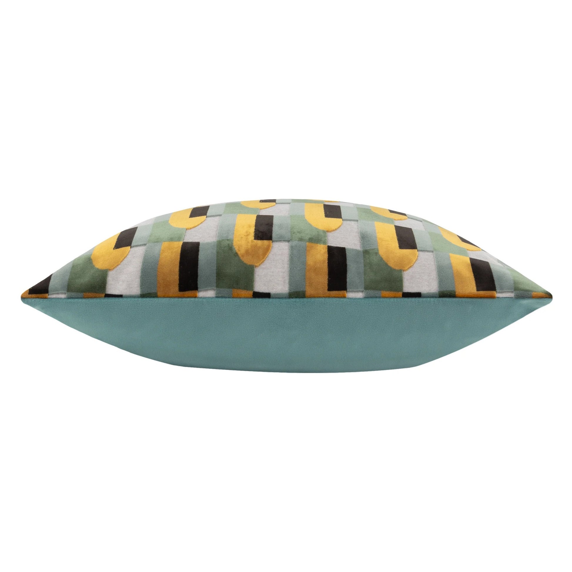 Gold-Blue - Side - Paoletti Keela Geometric Cushion Cover