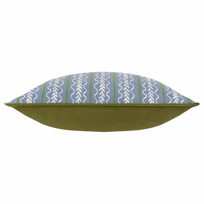 French Blue - Side - Wylder Albera Piped Velvet Cushion Cover