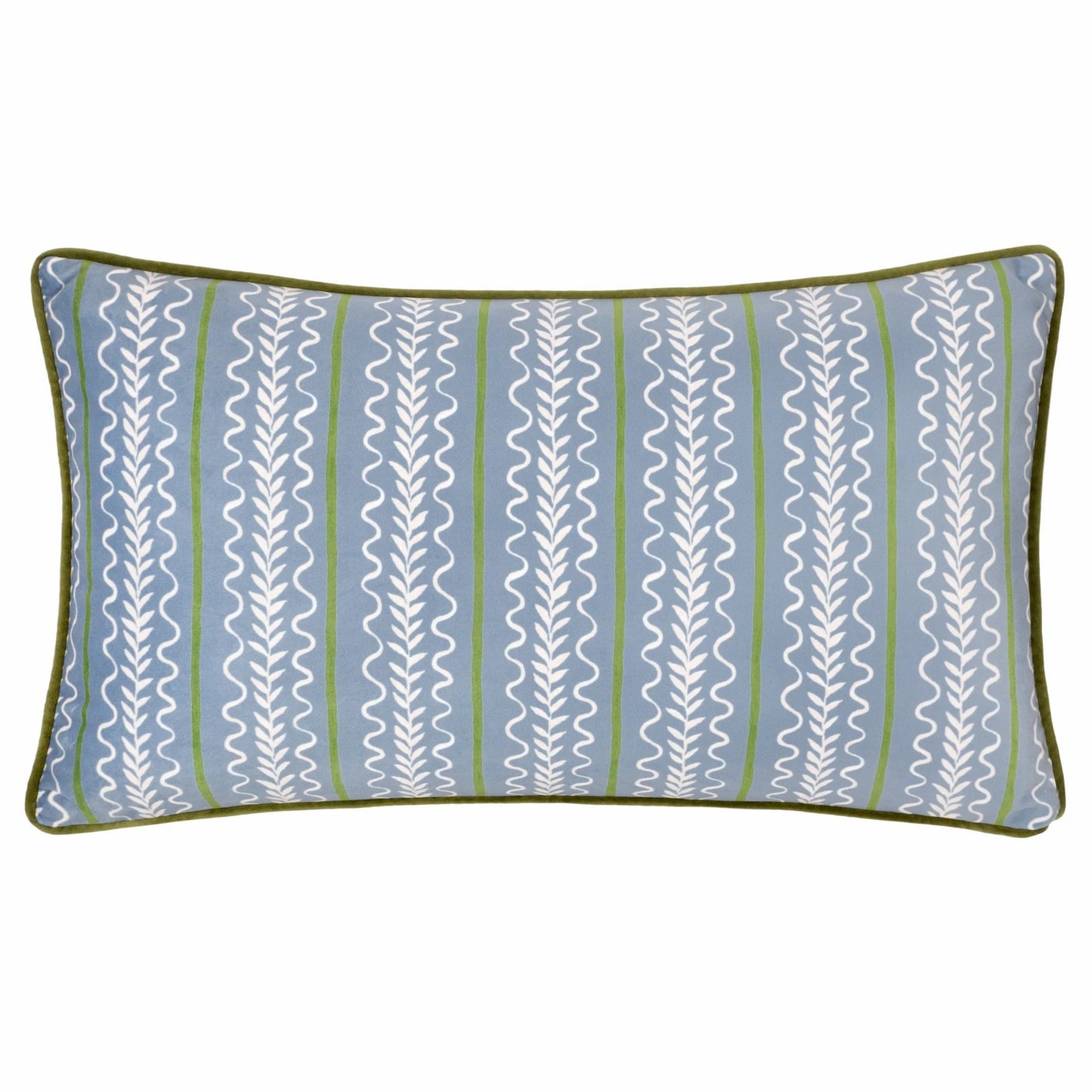 French Blue - Front - Wylder Albera Piped Velvet Cushion Cover