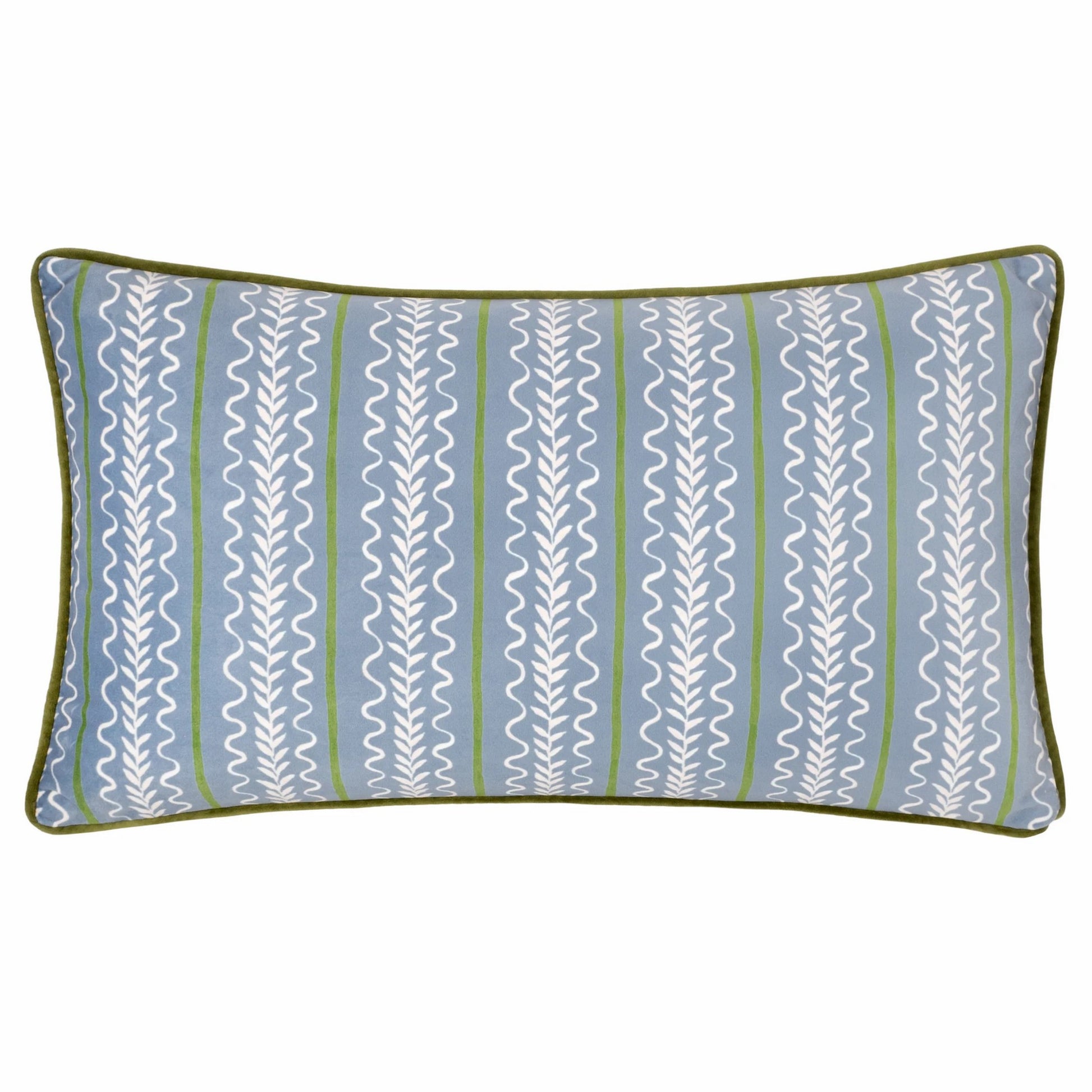 French Blue - Front - Wylder Albera Piped Velvet Cushion Cover