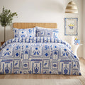 Blue-White - Front - Furn Frieze Duvet Cover Set
