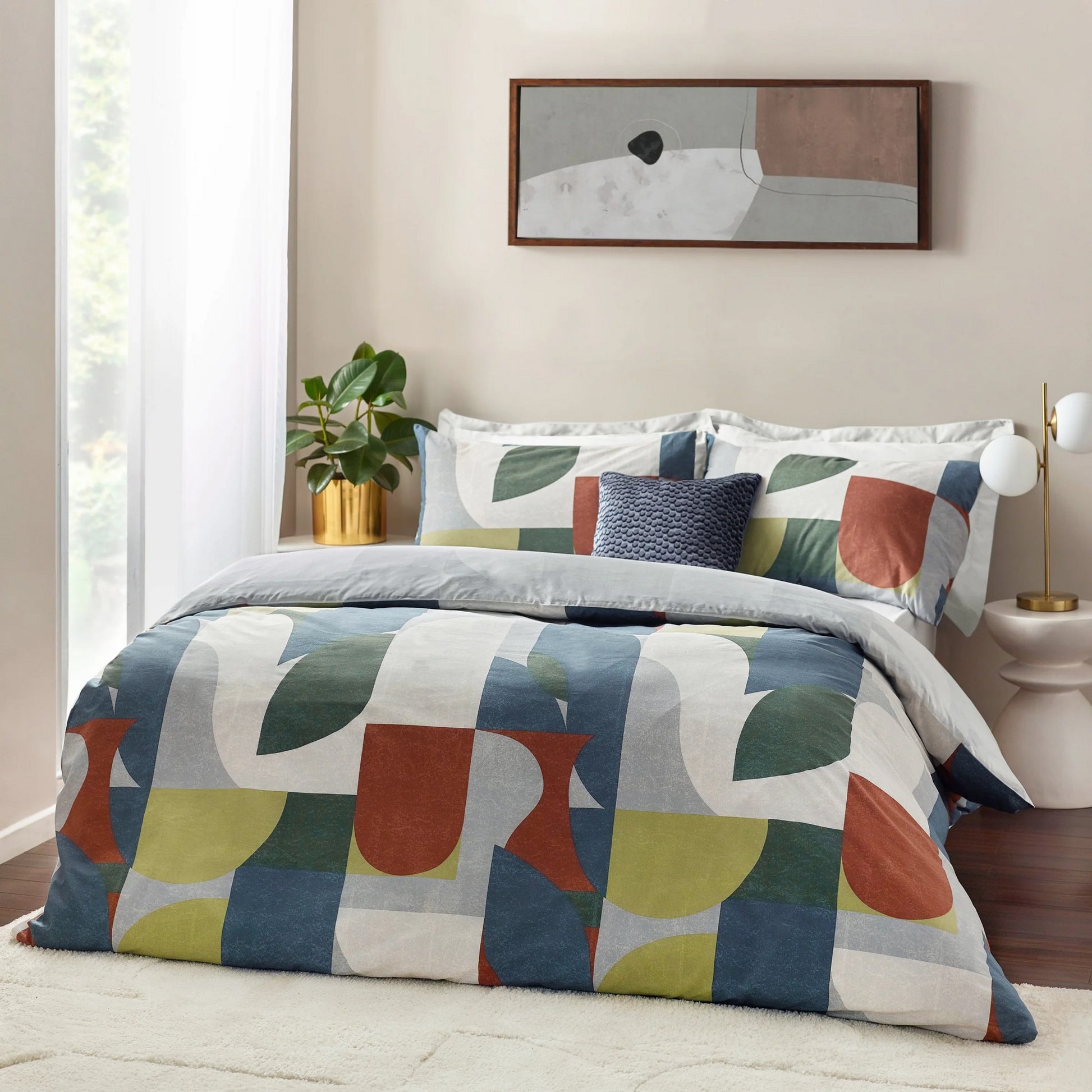 Multicoloured - Front - Hoem Siresa Geometric Duvet Cover Set