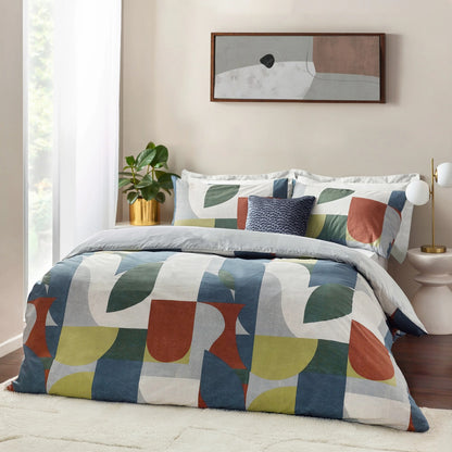 Multicoloured - Front - Hoem Siresa Geometric Duvet Cover Set