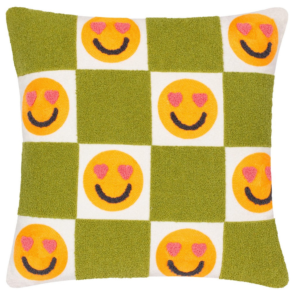 Green - Front - Heya Home Love You More Bouclé Embroidered Cushion Cover