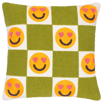 Green - Front - Heya Home Love You More Bouclé Embroidered Cushion Cover