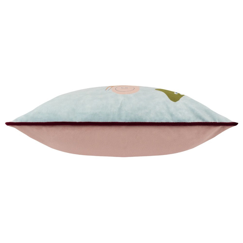 Sky Blue - Side - Little Furn Funguys Friends Piped Velvet Cushion Cover