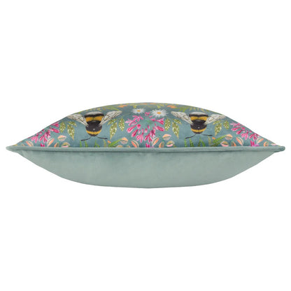 Multicoloured - Side - Wylder Nature House of Bloom Zinnia Bee Piped Cushion Cover
