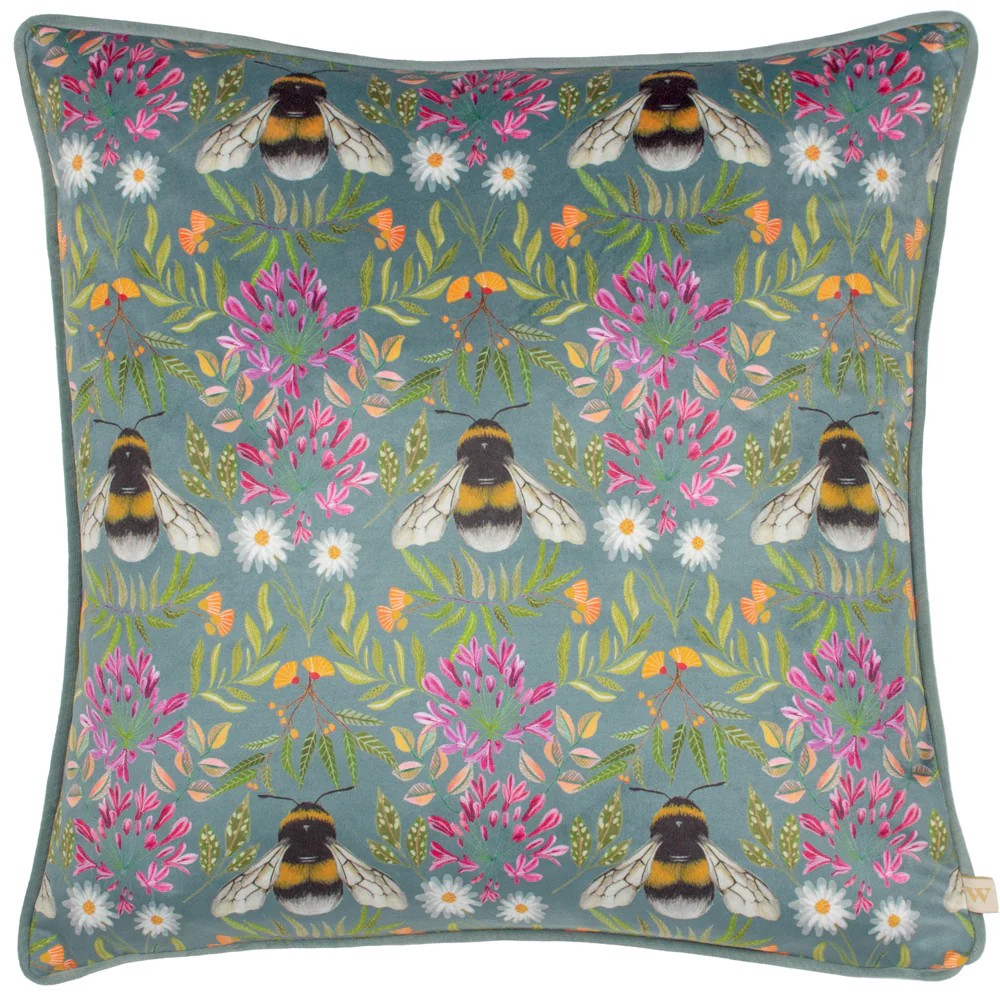 Multicoloured - Front - Wylder Nature House of Bloom Zinnia Bee Piped Cushion Cover