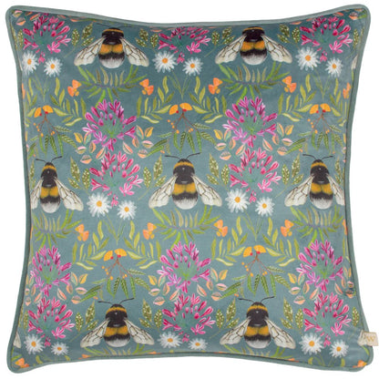 Multicoloured - Front - Wylder Nature House of Bloom Zinnia Bee Piped Cushion Cover