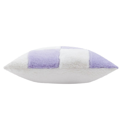Lilac - Side - Heya Home Cozee Faux Fur Checked Cushion Cover
