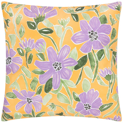 Yellow-Lilac - Front - Wylder Flowers Outdoor Cushion Cover