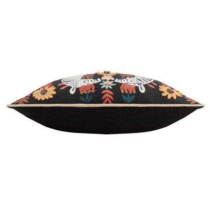 Multicoloured - Side - Wylder Mirrored Embroidered Zebra Cushion Cover