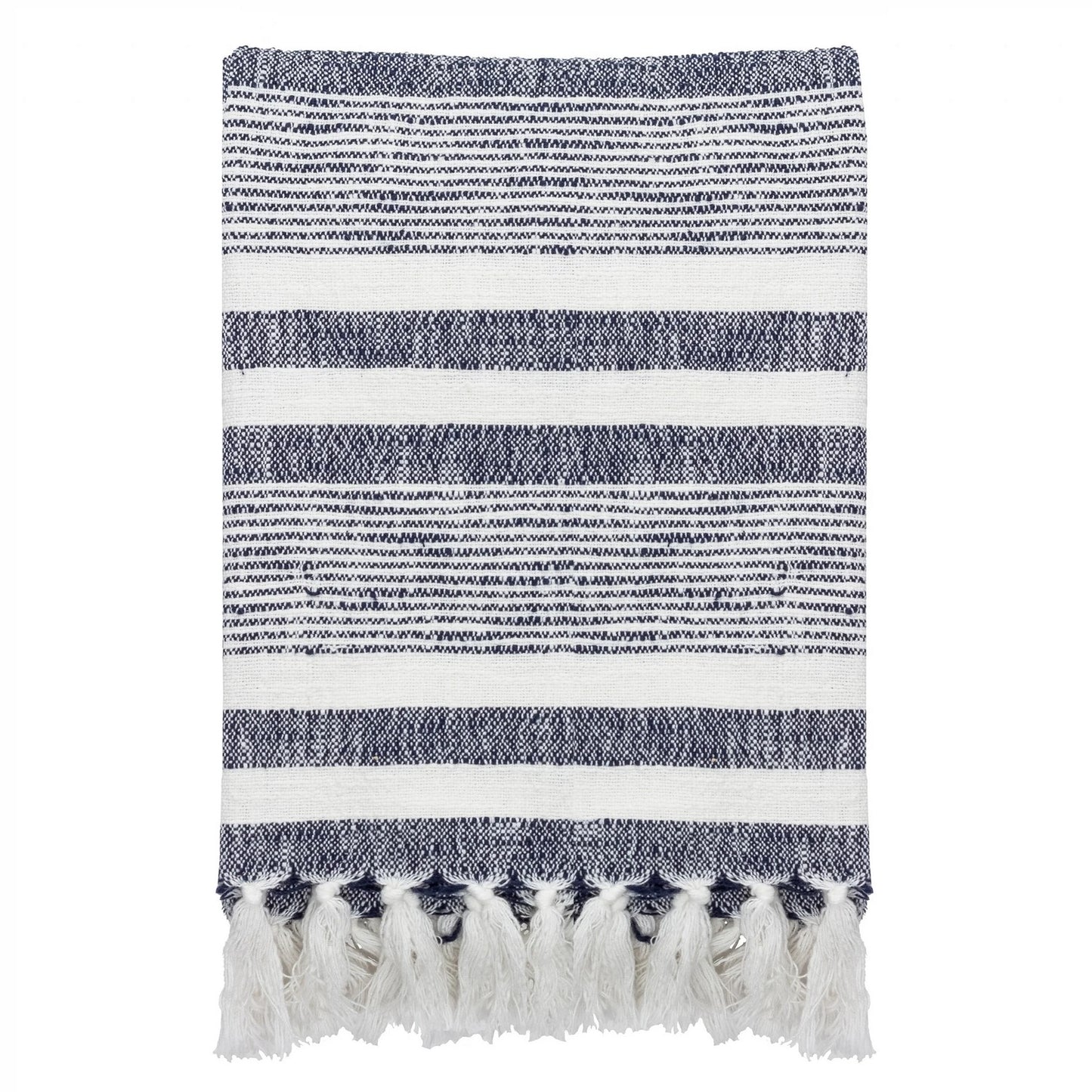 Natural-Navy - Front - Yard Neela Fringed Stripe Throw