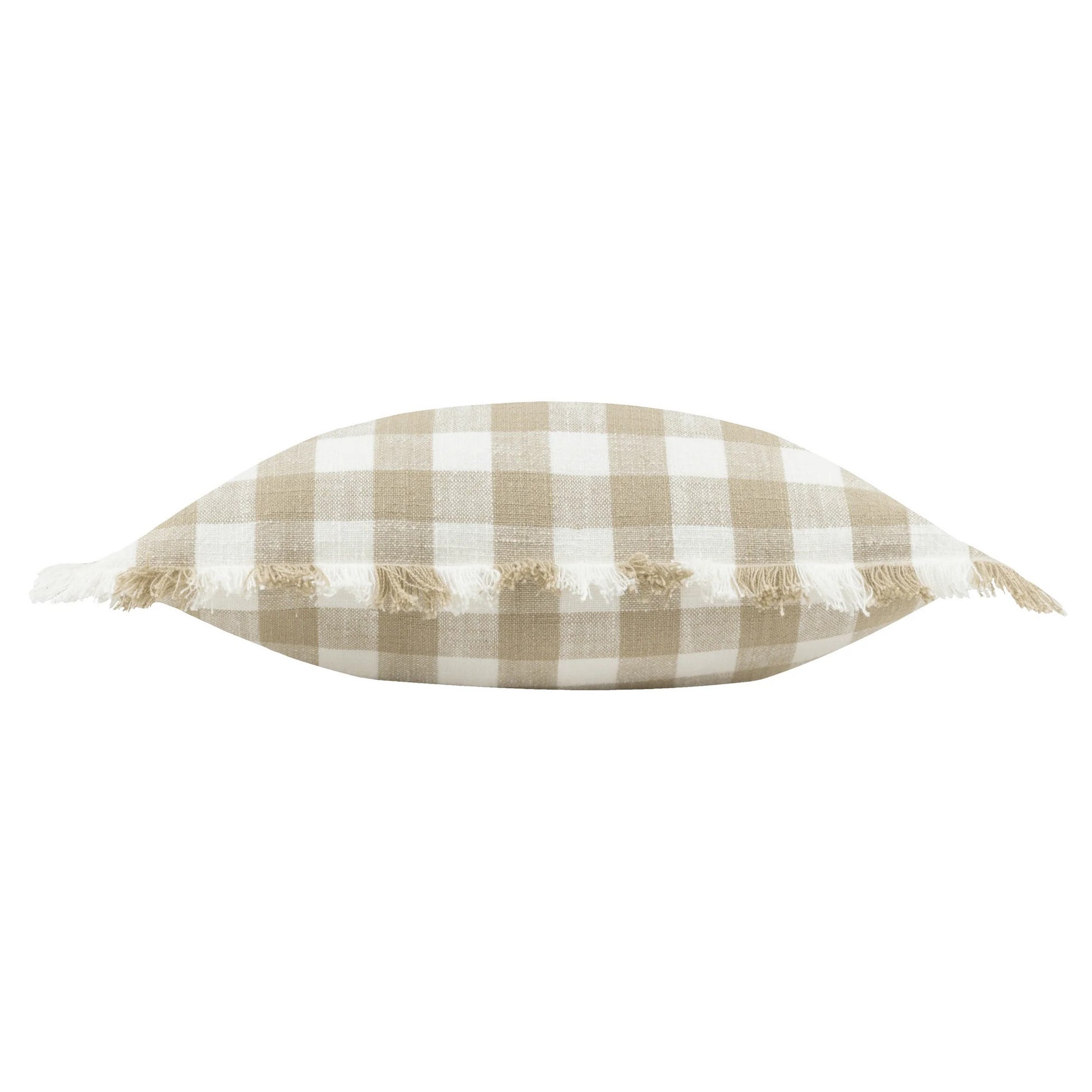 Natural - Back - Yard Barton Fringed Checked Cushion Cover