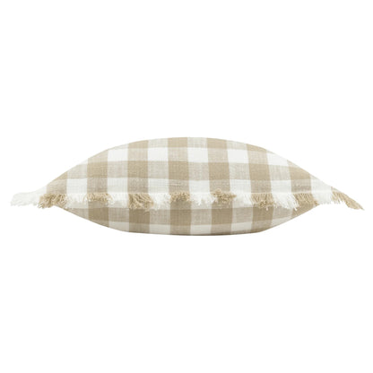 Natural - Back - Yard Barton Fringed Checked Cushion Cover