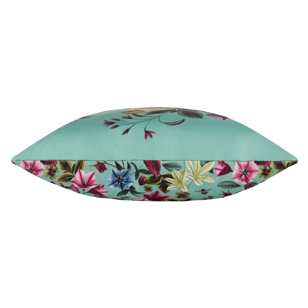 Aqua - Side - Wylder Nature Midnight Garden Birds Outdoor Cushion Cover