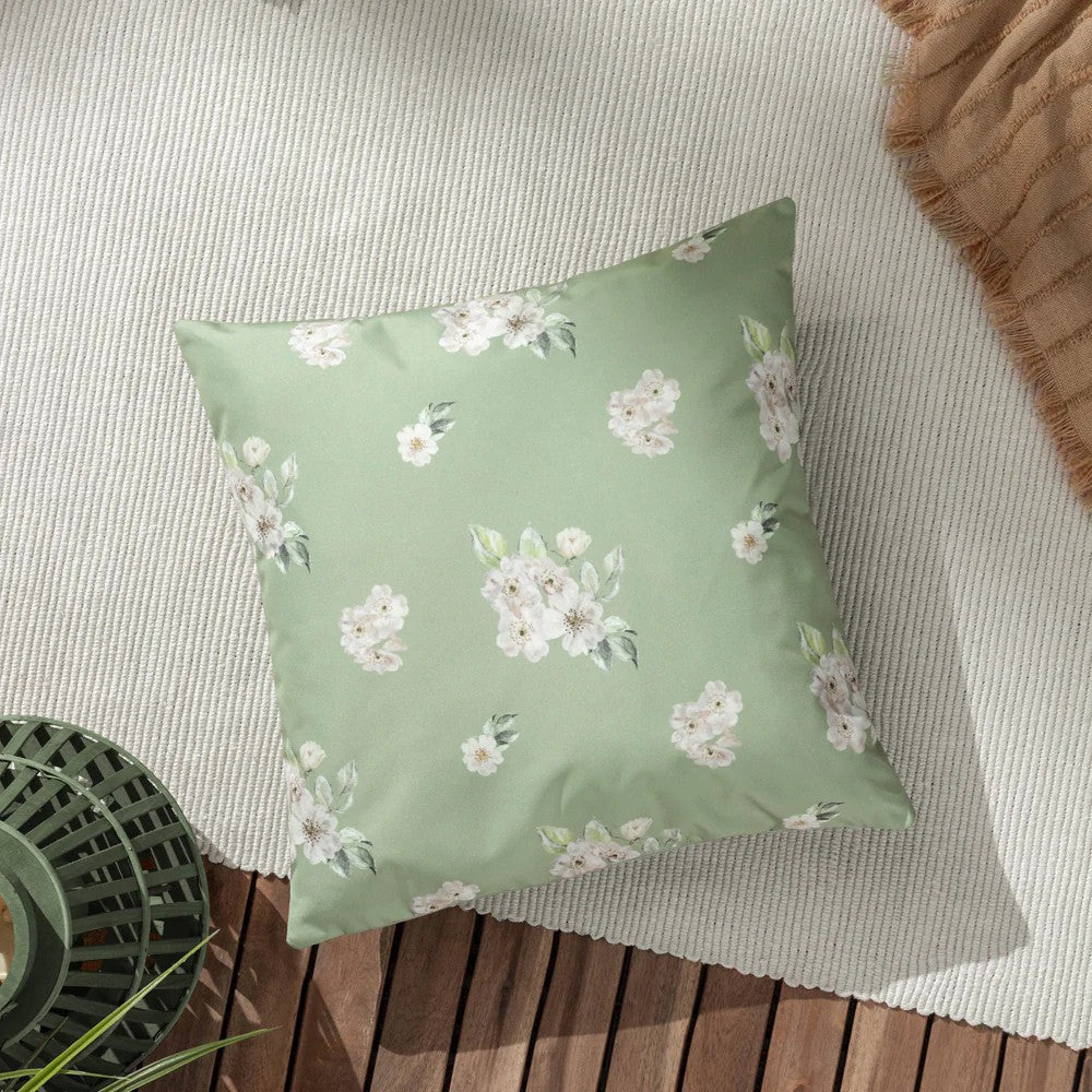 Green - Side - Evans Lichfield Canina Floral Outdoor Cushion Cover