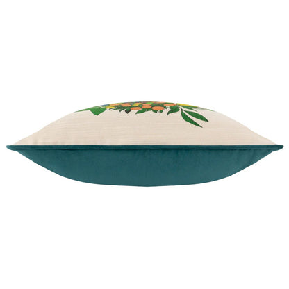 Teal - Side - Furn Taormina Piped Floral Cushion Cover