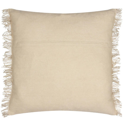Stone-Natural - Back - Yard Beni Fringed Checked Cushion Cover