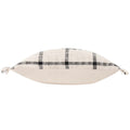 Natural-Black - Side - Yard Beni Fringed Checked Cushion Cover