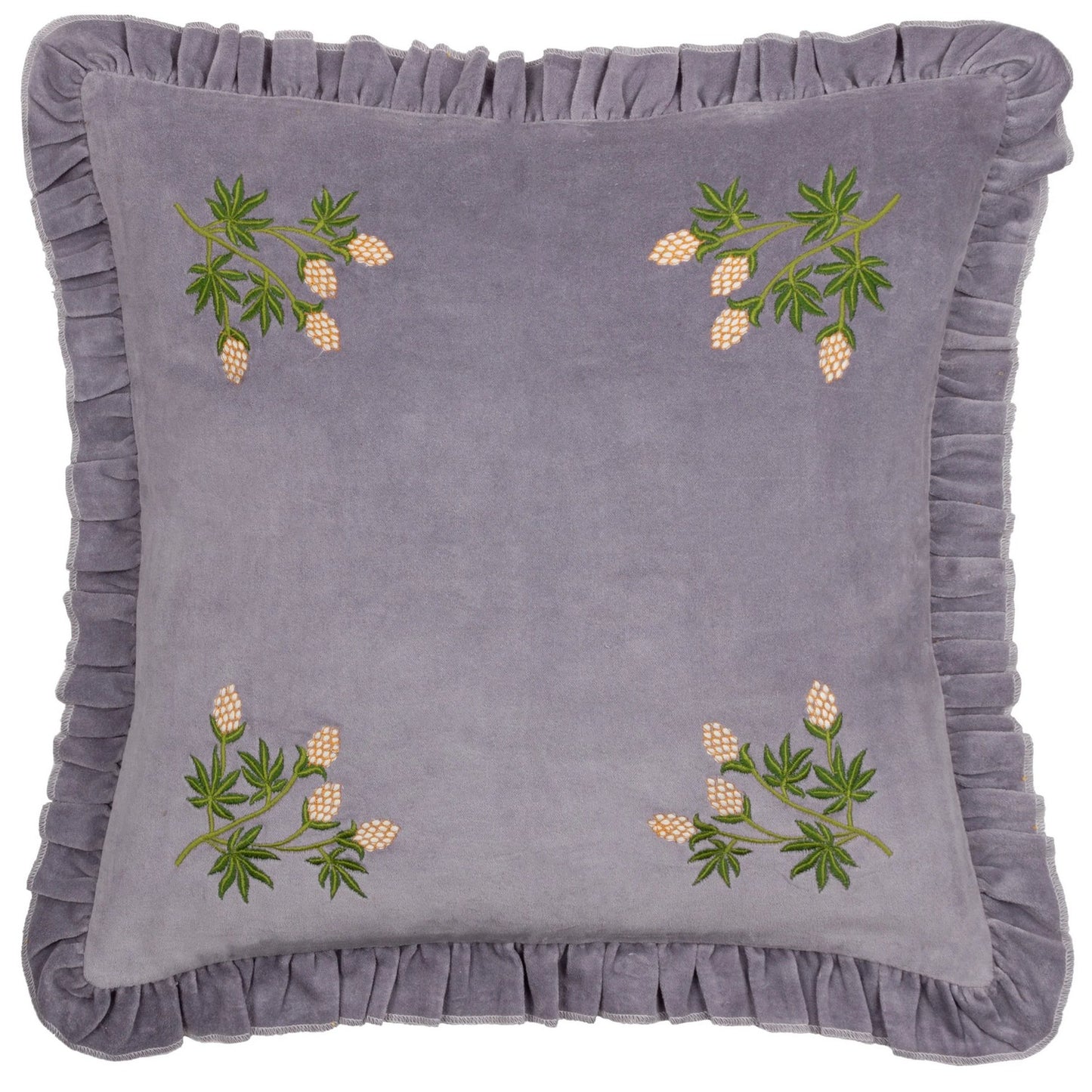 Lilac - Front - Furn Hettie Velvet Embroidered Cushion Cover