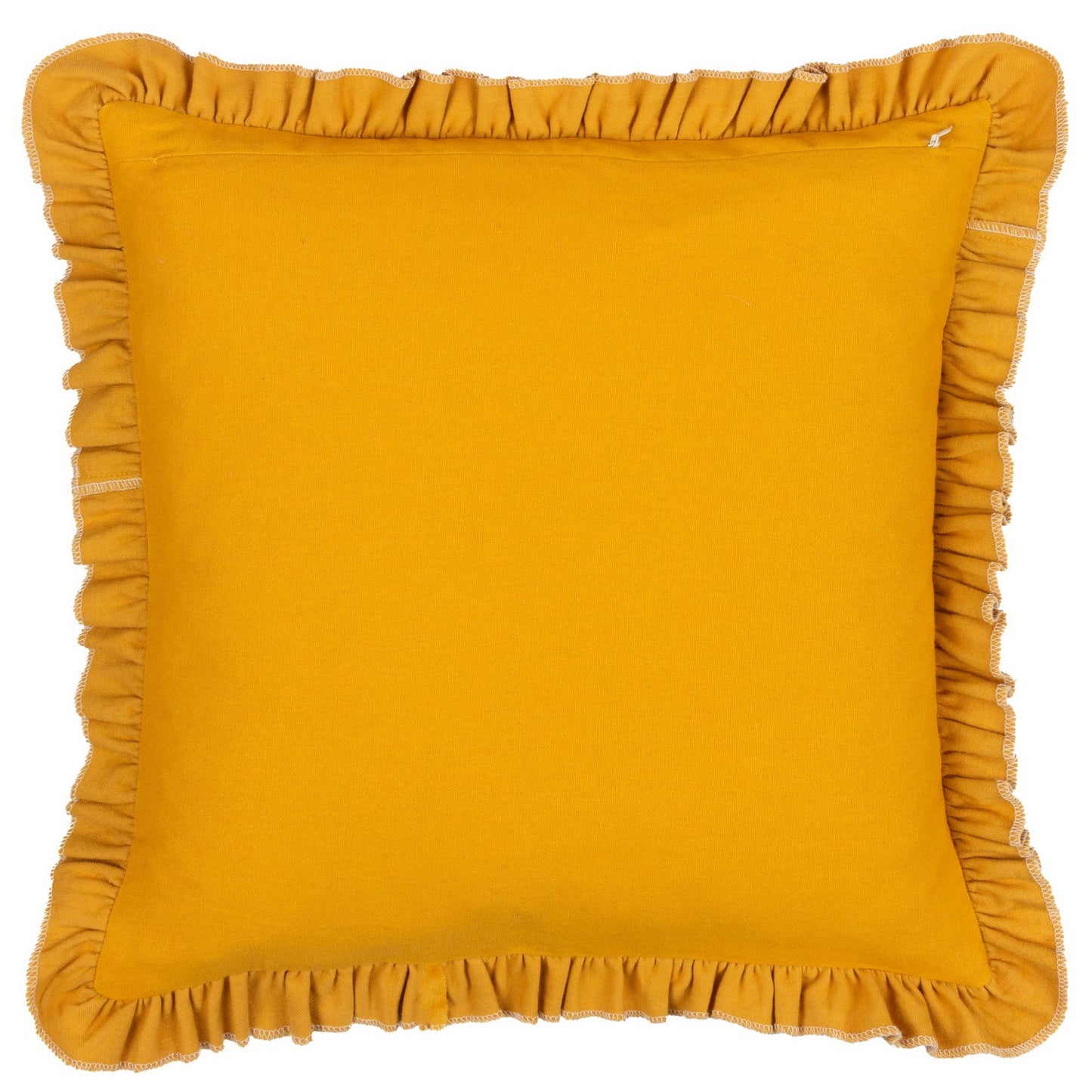 Gold - Back - Furn Frill Velvet Embroidered Daisy Cushion Cover