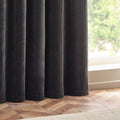 Charcoal - Back - Yard Chenille Velvet Eyelet Curtains