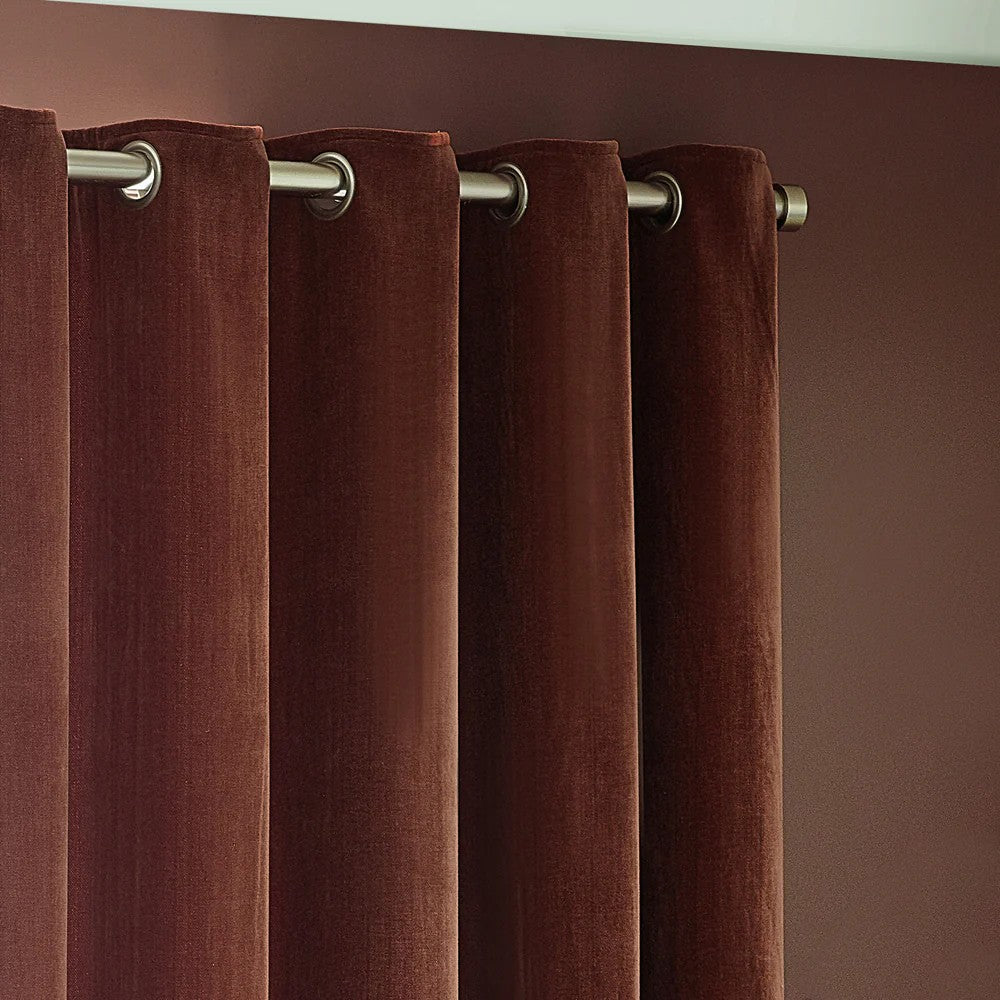 Nutmeg - Back - Yard Chenille Velvet Eyelet Curtains