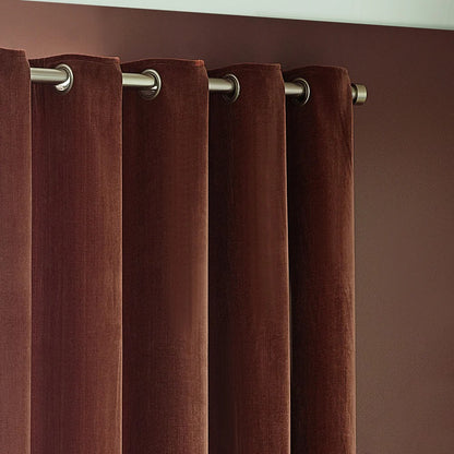 Nutmeg - Back - Yard Chenille Velvet Eyelet Curtains