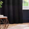 Black - Side - Paoletti New Galaxy Chenille Eyelet Curtains