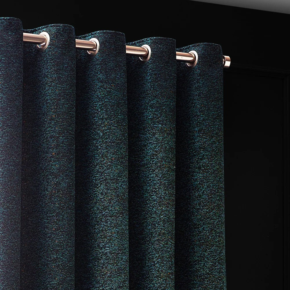 Emerald - Side - Paoletti New Galaxy Chenille Eyelet Curtains