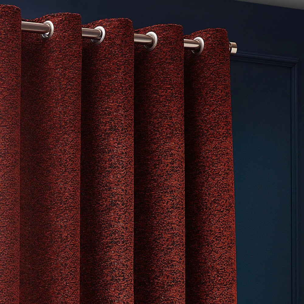 Copper - Back - Paoletti New Galaxy Chenille Eyelet Curtains