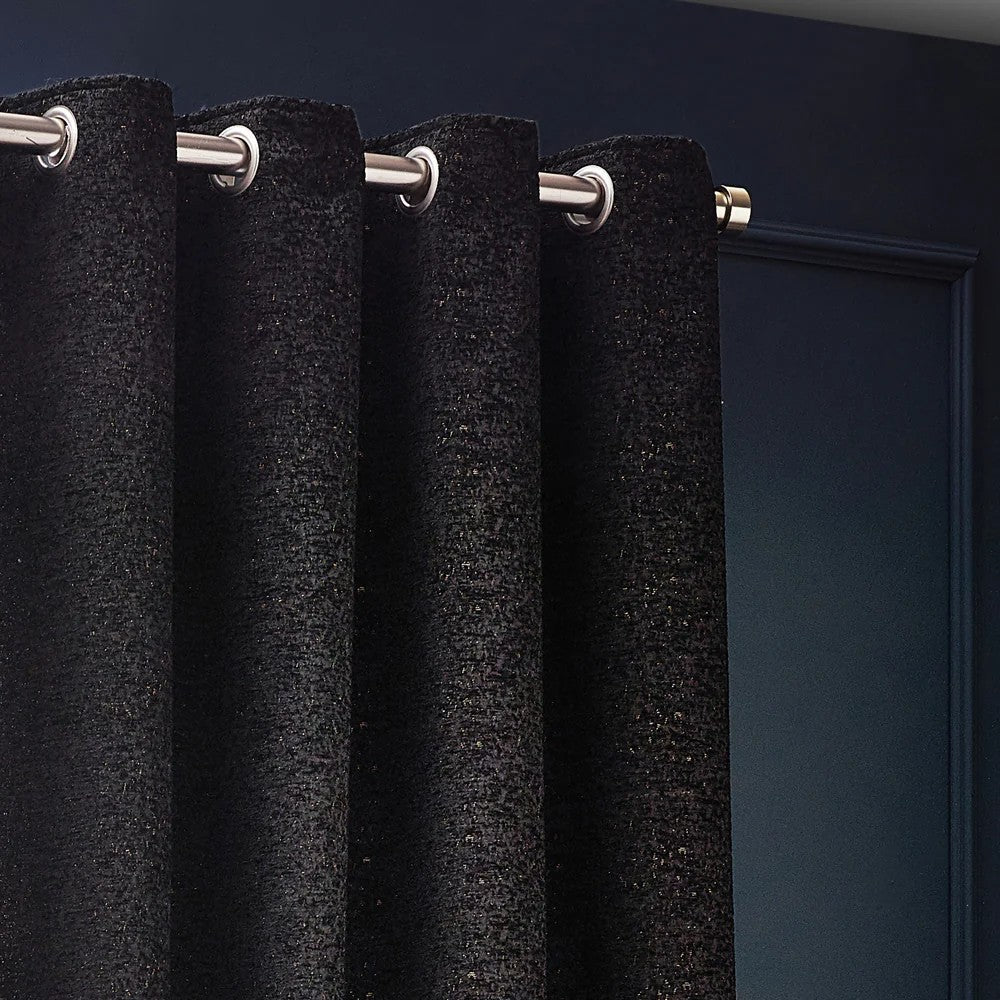 Black - Back - Paoletti New Galaxy Chenille Eyelet Curtains