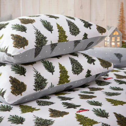 Pine Green - Front - Furn Evergreen Brushed Cotton Duvet Cover Set