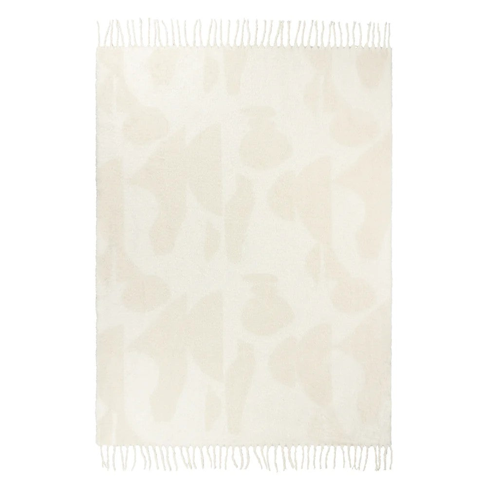 Natural - Front - Hoem Meta Jacquard Tassel Throw
