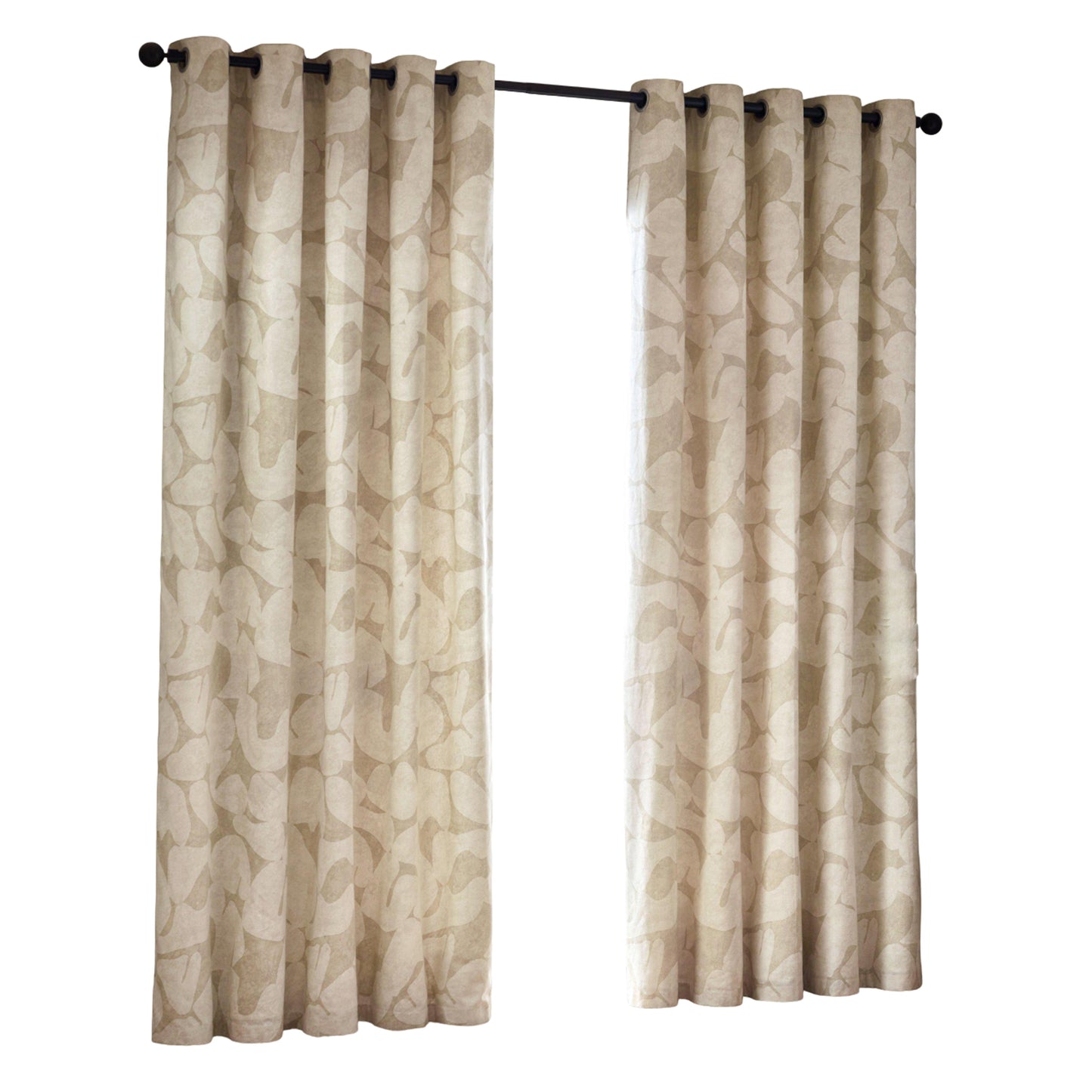Natural - Front - Hoem Brinn Abstract Eyelet Curtains