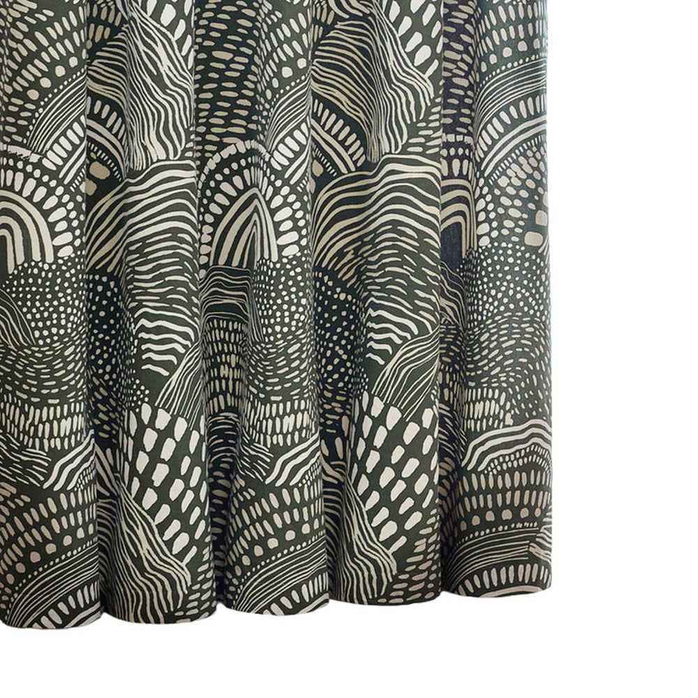 Olive - Side - Hoem Nola Abstract Eyelet Curtains (Pack of 2)
