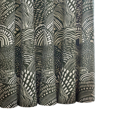 Olive - Side - Hoem Nola Abstract Eyelet Curtains (Pack of 2)