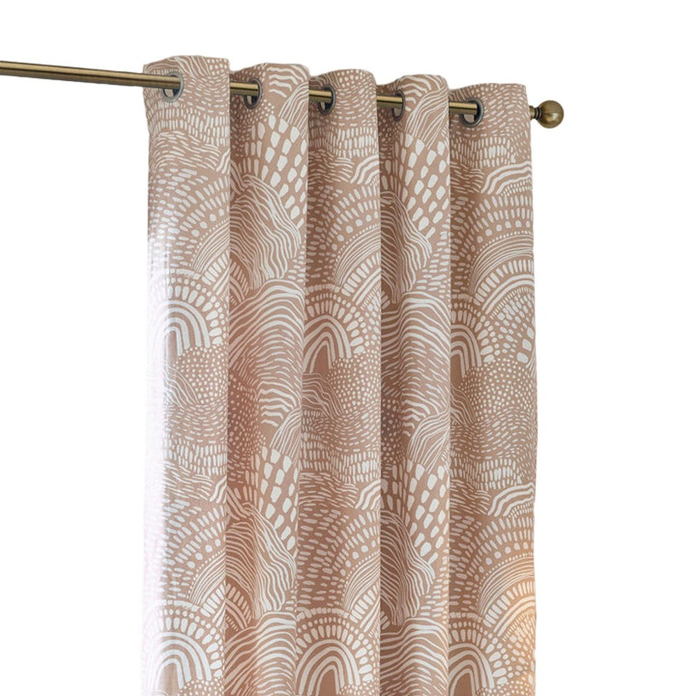 Oat - Back - Hoem Nola Abstract Eyelet Curtains (Pack of 2)