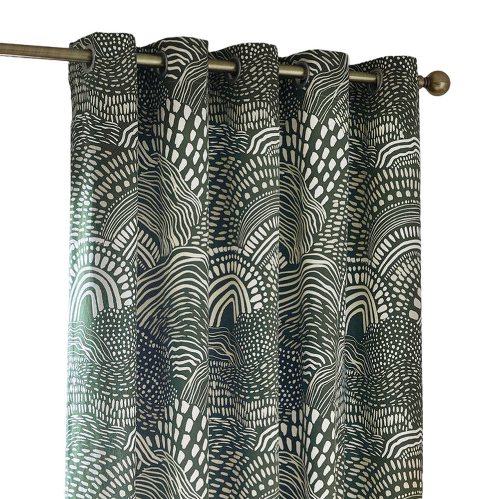 Olive - Back - Hoem Nola Abstract Eyelet Curtains (Pack of 2)