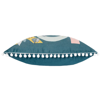 Multicoloured - Side - Furn Joy Velvet Village Cushion Cover