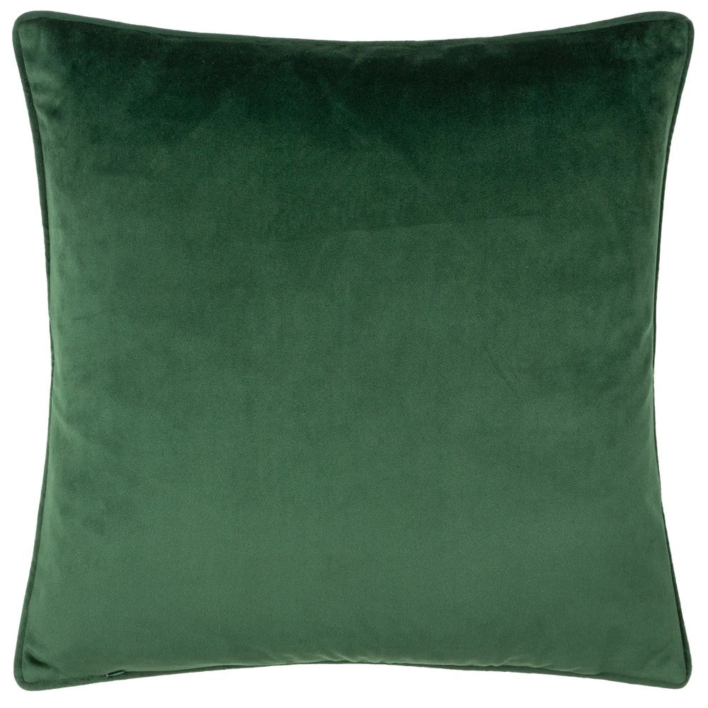 Green - Back - Furn Classic Piped Velvet Reindeer Cushion Cover