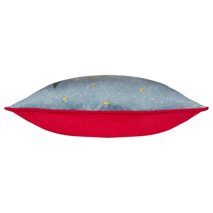 Multicoloured - Side - Furn Ditsy Festive Piped Velvet Reindeer Cushion Cover
