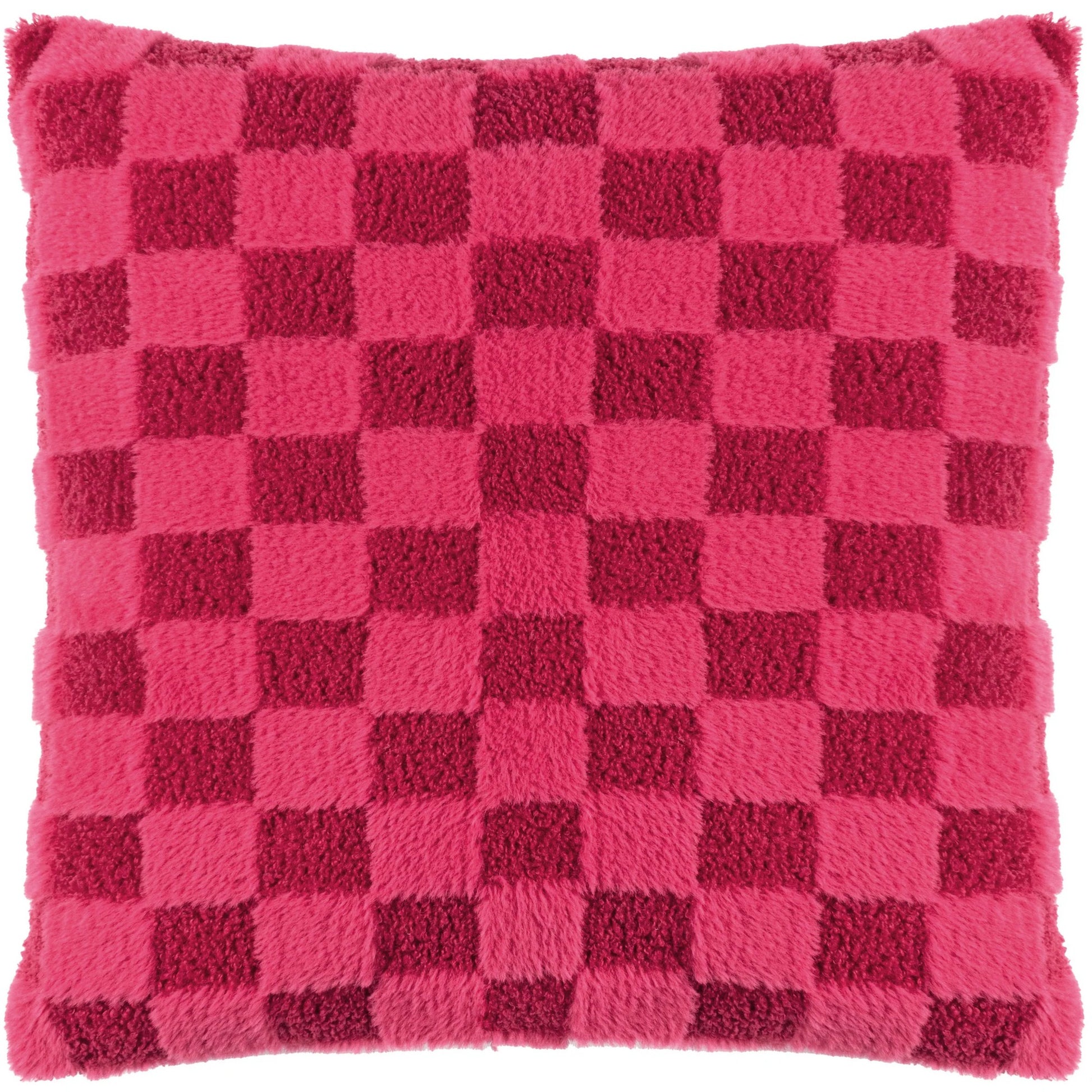 Pinky Crush - Front - Heya Home Check It Fleece Bouclé Cushion Cover
